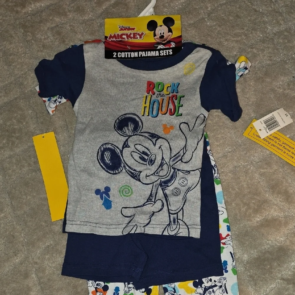 (J27) Disney Mickey Mouse Kids Pajamas - Gray and Multicolor